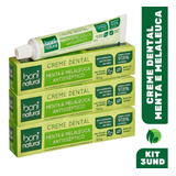 3x Creme Dental Natural Menta Melaleuca Sem Flúor 90g - Boni