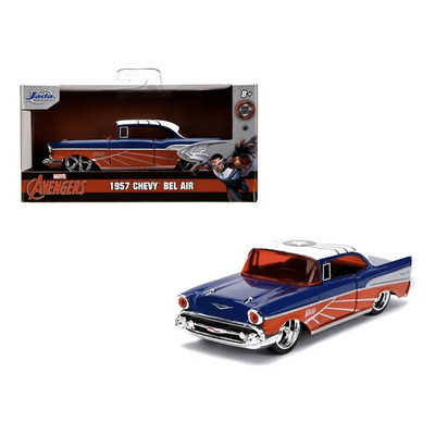 Maisto 1957 Chevrolet Bel Air Capitan America 1.32 Azul Agre | Envío gratis