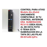 Control Atvio Modelo Rc311s 06-531w52-ty01x Modelo Atv-43uhd