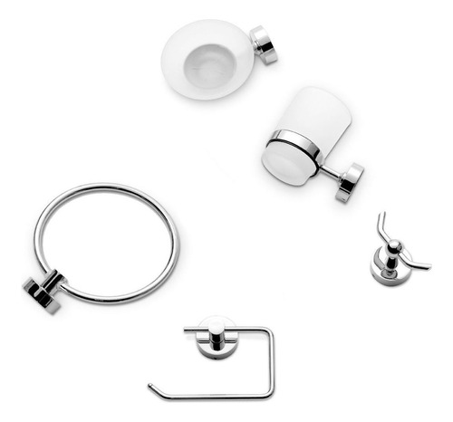 Kit Accesorios Para Baño Peirano Línea 3000 5 Piezas Cromo