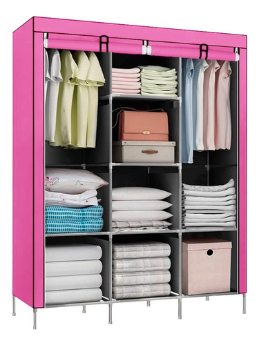 Guarda Roupa Dobrável Organizador De Roupa Decoteam Rosa