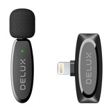 Delux Dm11l, Micrófono Inalámbrico De Solapa Para iPhone Color Negro