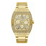 Guess Reloj Acentuado De Cristal De 43 X 51 Mm, Tono Dorado