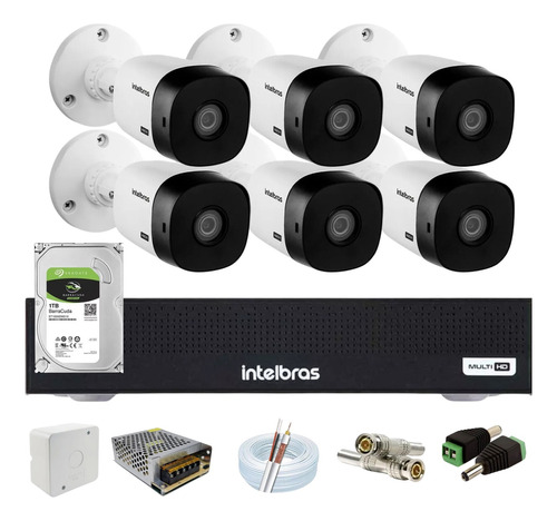 Kit 6 Cameras Intelbras 1120 B, Dvr 8ch 1008c, Hd 1 Tera