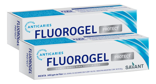 Fluorogel Protect Menta Gel Dental Con Fluor 60 Gr. X 2 Und