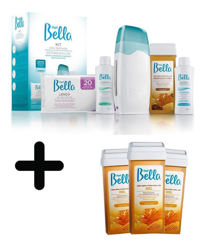 Kit Depil Bella Bivolt + 3 Ceras Refil Mel - Prático