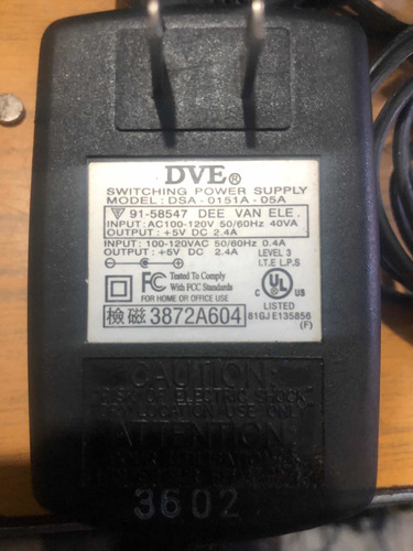 Eliminador Dve De 5v Dc A 2.4 A