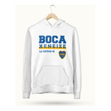 Buzo Canguro Club Atletico Boca Jrs Frase En Pecho Blanco