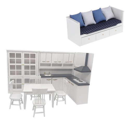 Mini Casa De Muñecas Muebles De Cocina Y Modelo De Sofá