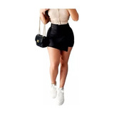 Falda Short Eco Cuero -negro-