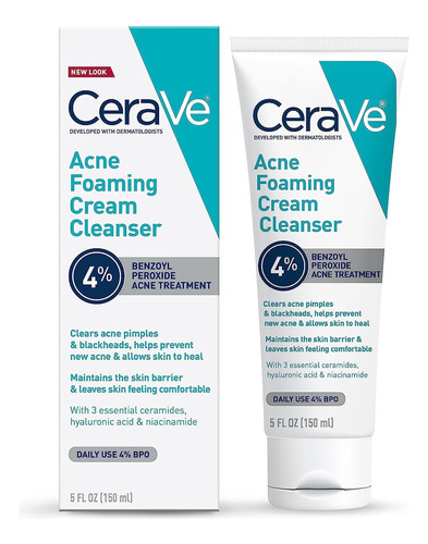 Crema Acné Foaming Cream Cleanser Cerave Día/noche Para Piel Acneica De 150ml