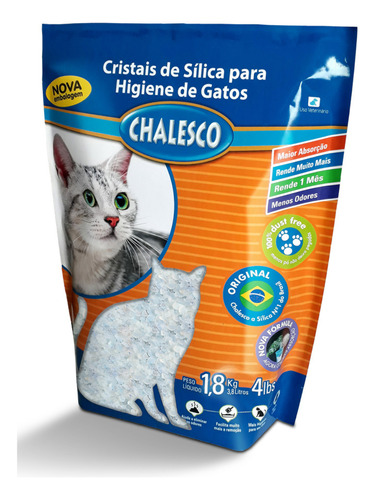 Areia Silica Grossa Chalesco 1,8kg Cristais Gel Sanitaria