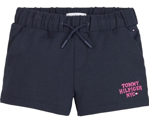 Shorts Tommy Hilfiger Con Logo Bordado Tiro Medio Para Niña