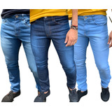 Kit 3 Calça Jeans Slim Masculina Com Lycra Estica Muito Nf