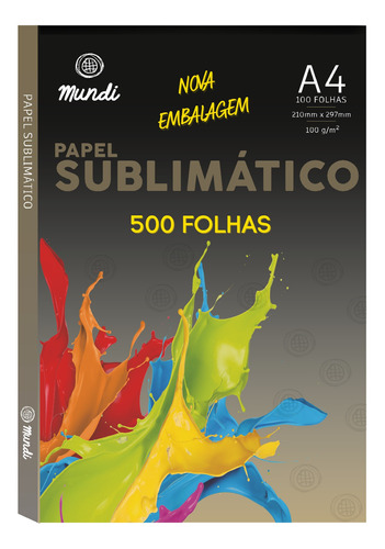 Papel Sublimático A4 Mundi/globinho 100g Premium 500 Folhas
