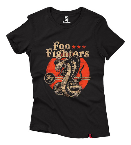 Baby Look Feminina Foo Figthers Snake Logo Red