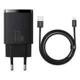 Carregador De Parede 17w Baseus 3x Usb P/ iPhone C/ Cabo 1m Cor Preto