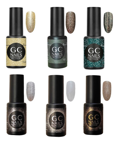 Gel Semipermanente 1 Paso Gc Nails Gama 6 Pzs , A Elegir