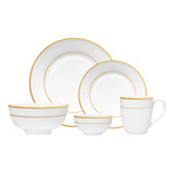 Set De Platos Vajilla Porcelana Blanco Nieve Cre 20 Pz Borde