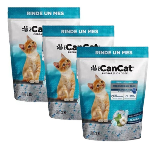 Cancat Piedra Silica Gel Clásica 3,8 L 3 Unidades Sanitarias