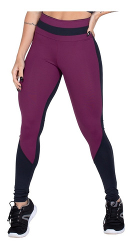 Calça Legging Poliamida Preto E Malbec | 214