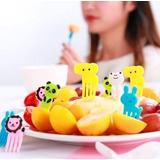 Set De 10 Tenedores Mini Kawaii Niños Para Lunch Animales