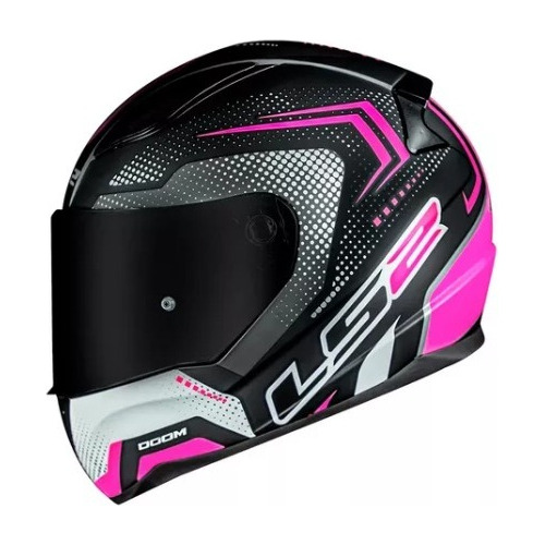 Capacete Ls2 Fechado Feminino Rapid Ff353 Doom Preto Rosa