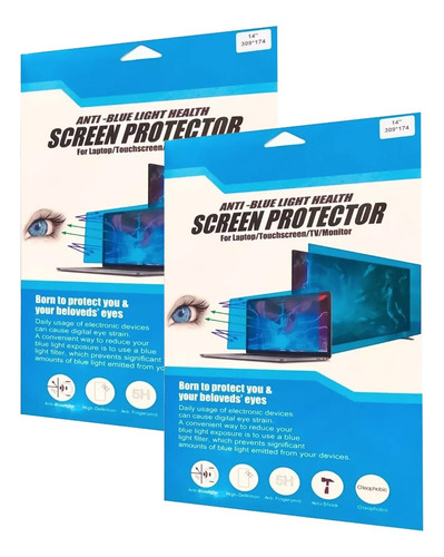 2 Laminas Protectora Anti Luz Azul Notebook 14 Pulgadas