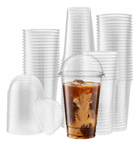 Vaso Plastico Transparente C/tapa 600 Ml - 20 Oz X 50 Unid