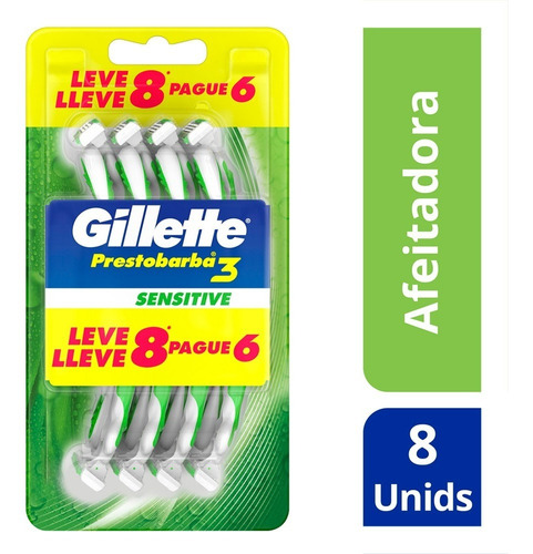 Máquinas De Afeitar Gillette Prestobarba3 Sensitive 8un