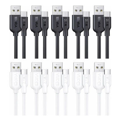 Cable Tipo C 1m 2.1a (paquete 10pzs) 1hora Color Negro y blanco | MercadoLibre