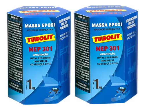 Kit 2 Massa Epoxi Tubolit Mep 301 - 1kg Naval