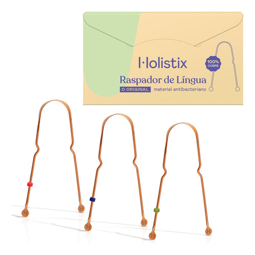 Kit 3 Raspadores De Língua + 3 Tags De Silicone Holistix
