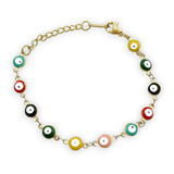 Pulsera Ojo Turco 6mm Multicolor De Acero Inoxidable