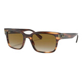 Óculos De Sol Ray-ban Jeffrey Standard Armação De Acetato Cor Polished Tortoise, Lente Light Brown Degradada, Haste Polished Tortoise De Acetato - Rb2190