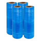 4 Rollos De Emplaye Color Azul 18 X 800 Pies Calibre 60