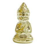 Enfeite Em Cerâmica Buda Grande Dourado - 9cm