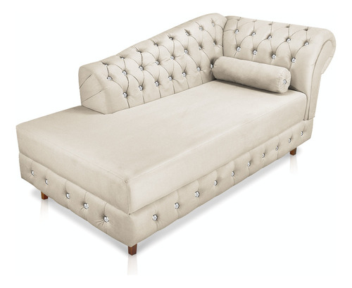 Divã Chesterfield Capitonado Suede Com Strass