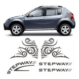 Kit Faixas Sandero Stepway 08/11 + Adesivo Tribal Grafite