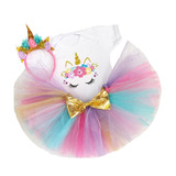 Conjunto Tutu Pañalero Unicornio 1 Año Cuernito Disfraz Msi 