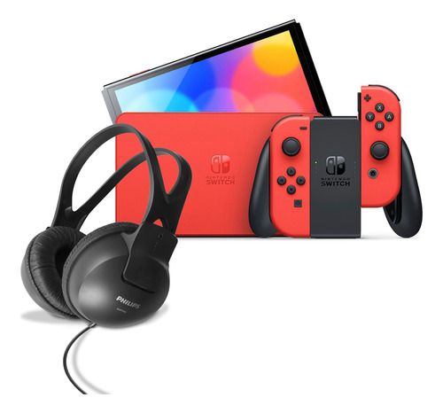 Nintendo Switch Oled Mario 64gb Más Audifonos Philips