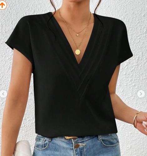 Blusa Top Polera Cuello V De Elegante Diseño