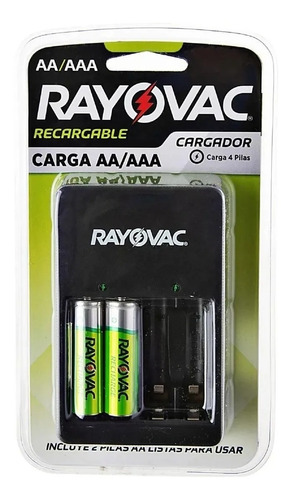 Cargador De Pilas Aa Y Aaa Rayovac + 2 Pilas Aa Recargables