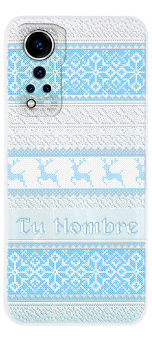 Funda Para Zte Ugly Sweater Azul Navideño Con Tu Nombre