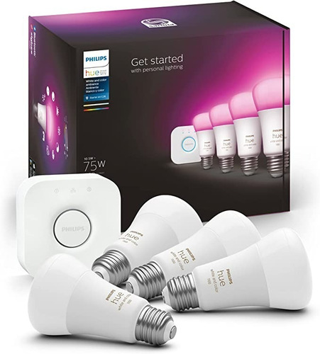 Pack X4 Focos Philips Hue Get Started E26 + Hue Bridge