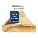 Pack De 120 Perchas De Madera Lustrada Barnizada 1° Calidad