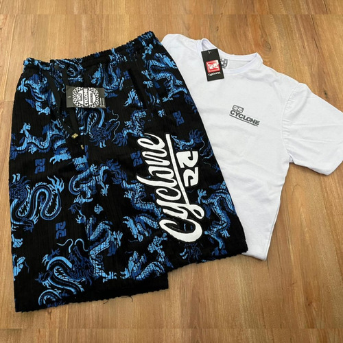 Bermuda Cyclone Veludo Dragon Neon+ Camiseta Cyclone Slim 