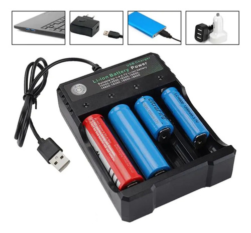 Cargador De Baterías Usb 18650 26650 16340 25500 14500