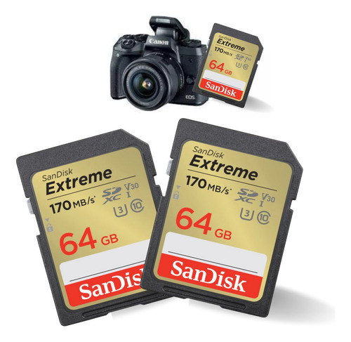 Kit Fotógrafo 2 Cartões Sandisk Extreme 170 Mb/s 64 Gb