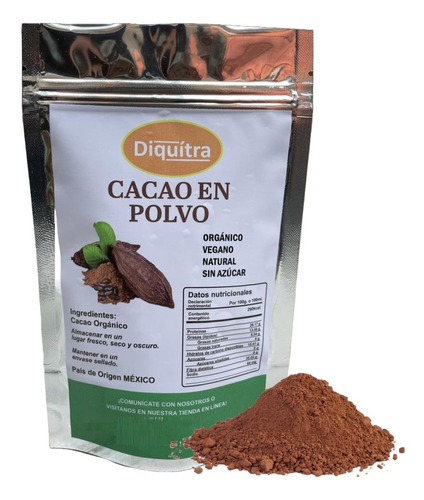 Cacao En Polvo Orgánico Sin Azúcar Ideal Keto 100 Gr